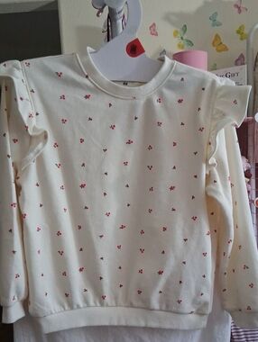 H&M Cream Sweatshirt with Red Cherry Print